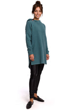 BeWear Long Sweatshirt med hette til dame fra MS StyleHaven, laget av Bomull; polyester, farge Grønn, størrelse L/XL, med long ermer, perfekt til dress
