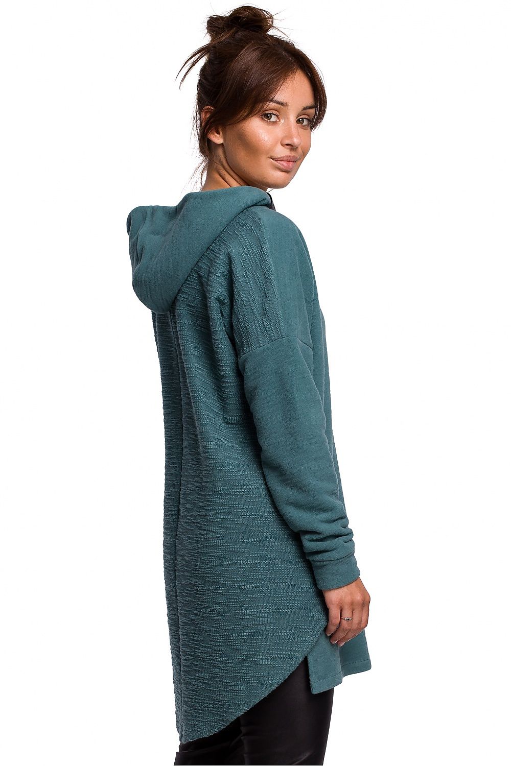BeWear Long Sweatshirt med hette til dame fra MS StyleHaven, laget av Bomull; polyester, farge Grønn, størrelse 2XL/3XL, med long ermer, perfekt til dress