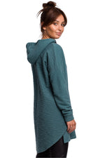 BeWear Long Sweatshirt med hette til dame fra MS StyleHaven, laget av Bomull; polyester, farge Grønn, størrelse 2XL/3XL, med long ermer, perfekt til dress