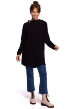BeWear Long Sweatshirt med hette til dame fra MS StyleHaven, laget av Bomull; polyester, farge Svart, størrelse L/XL, med long ermer, perfekt til dress