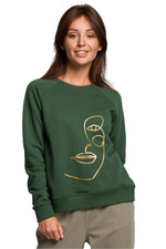 Bomull Sweatshirt - BeWear til dame fra MS StyleHaven, laget av Bomull; polyester, farge Svart, størrelse XL, med long ermer, perfekt til dress