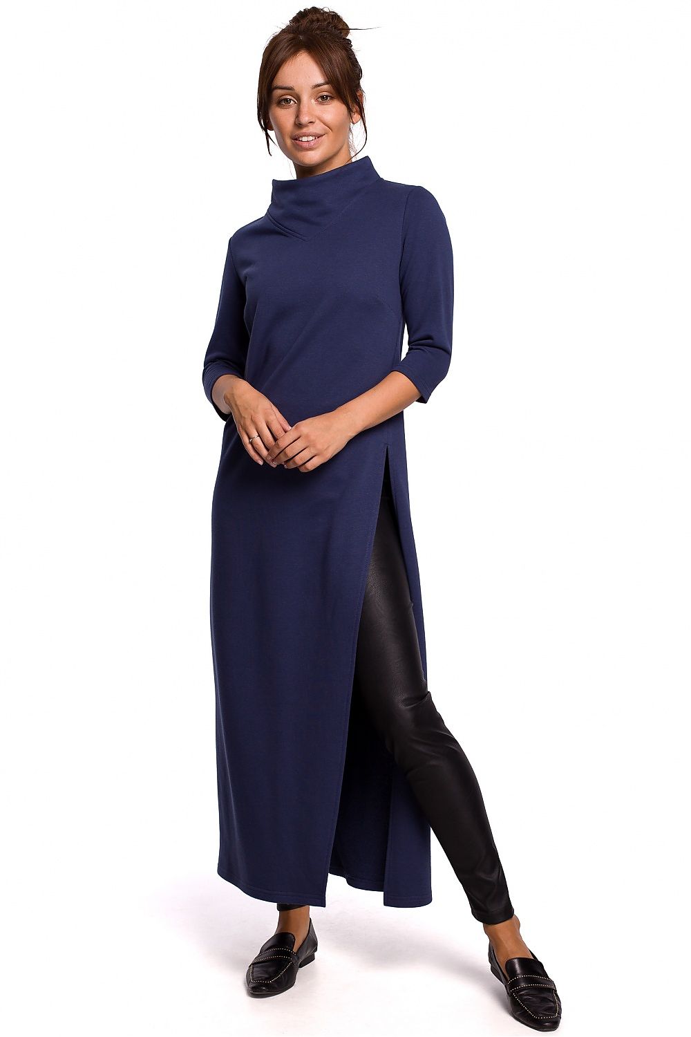 Tunika til dame- BeWear til dame fra MS StyleHaven, laget av Bomull; polyester, farge Blå, størrelse s, med long ermer, perfekt til dress