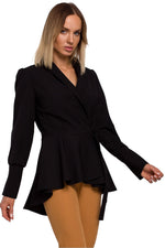 Bølgete kant Jakke - Moe til dame fra MS StyleHaven, laget av polyester, farge Svart, størrelse s, med long ermer, perfekt til casual; dress