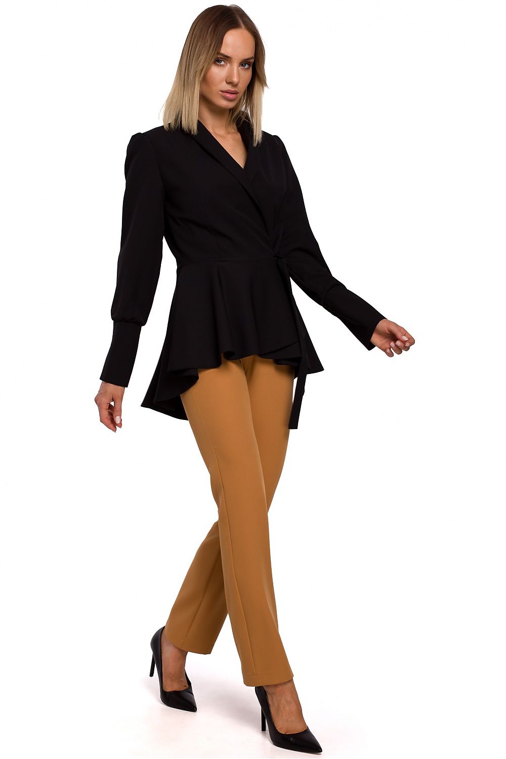 Bølgete kant Jakke - Moe til dame fra MS StyleHaven, laget av polyester, farge Svart, størrelse M, med long ermer, perfekt til casual; dress