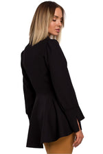 Bølgete kant Jakke - Moe til dame fra MS StyleHaven, laget av polyester, farge Svart, størrelse L, med long ermer, perfekt til casual; dress