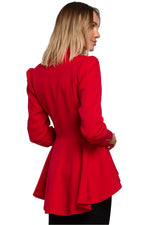 Bølgete kant Jakke - Moe til dame fra MS StyleHaven, laget av polyester, farge Rød, størrelse s, med long ermer, perfekt til casual; dress