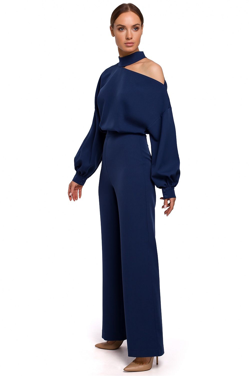 En Skulder Jumpsuit - Moe til dame fra MS StyleHaven, laget av polyester, farge Rød, størrelse L, med long ermer, perfekt til casual; dress