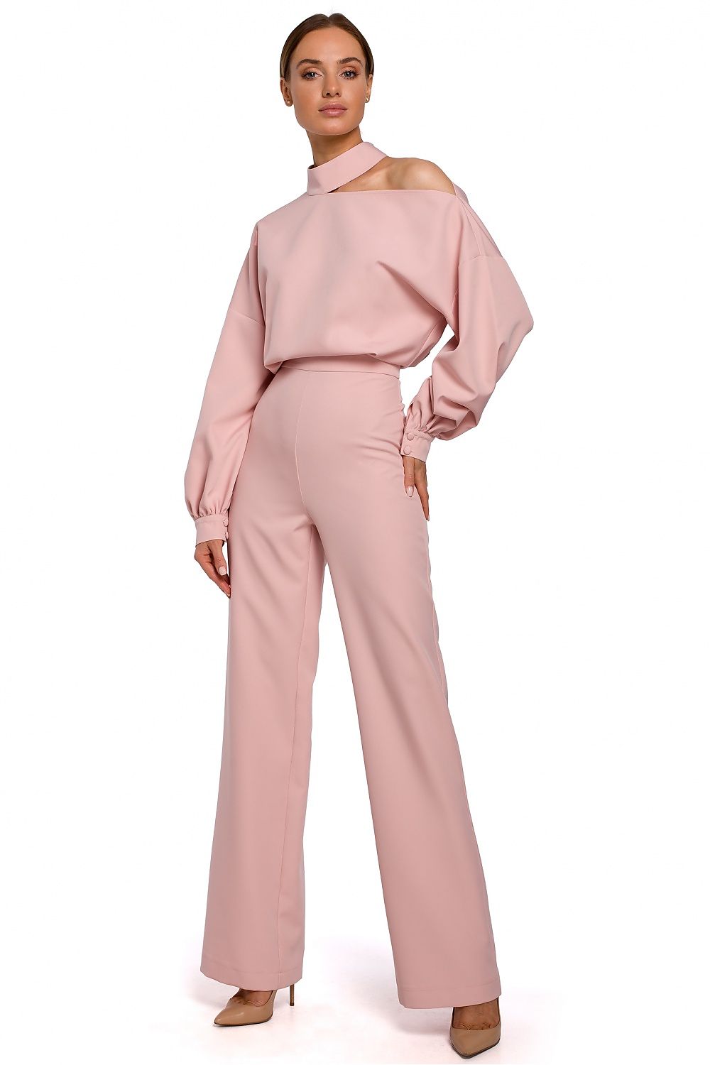En Skulder Jumpsuit - Moe til dame fra MS StyleHaven, laget av polyester, farge Rød, størrelse XXL, med long ermer, perfekt til casual; dress