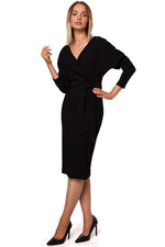 Dagkjole - Moe til dame fra MS StyleHaven, laget av polyester, farge Svart, størrelse s, med long ermer, knee lengde, kjolestil blouson, perfekt til casual; dress