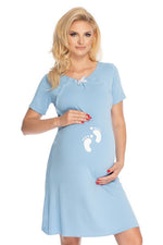 Baby Feet Nursing Nattkjole fra PeeKaBoo til dame fra MS StyleHaven, laget av Viskose; polyester, farge Blå, størrelse S/M, med long ermer, perfekt til casual; dress