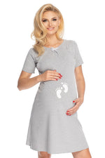 Baby Feet Nursing Nattkjole fra PeeKaBoo til dame fra MS StyleHaven, laget av Viskose; polyester, farge Grå, størrelse L/XL, med long ermer, perfekt til casual; dress