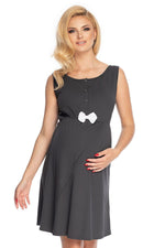 Elegant pleie-nattkjole fra PeeKaBoo til dame fra MS StyleHaven, laget av Elastan; Viskose, farge Grå, størrelse S/M, med long ermer, perfekt til casual; dress