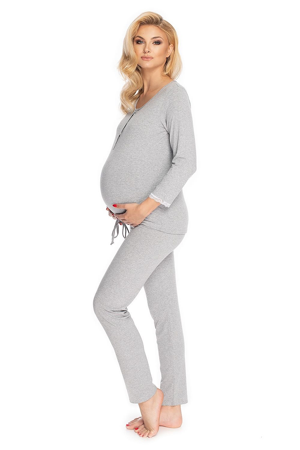 Nursing Comfort Pyjamas fra PeeKaBoo til dame fra MS StyleHaven, laget av Elastan; Viskose, farge Grå, størrelse L/XL, med long ermer, perfekt til casual; dress