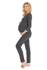 Nursing Comfort Pyjamas fra PeeKaBoo til dame fra MS StyleHaven, laget av Elastan; Viskose, farge Grå 2, størrelse L/XL, med long ermer, perfekt til casual; dress
