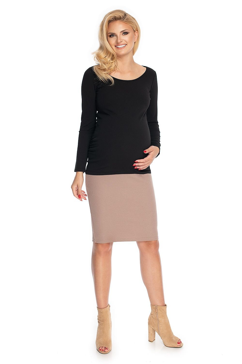Klassisk sjarmerende gravidbluse fra PeeKaBoo til dame fra MS StyleHaven, laget av polyester, farge Svart, størrelse L/XL, med long ermer, perfekt til casual; dress