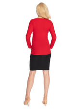 Klassisk sjarmerende gravidbluse fra PeeKaBoo til dame fra MS StyleHaven, laget av polyester, farge Rød, størrelse L/XL, med long ermer, perfekt til casual; dress
