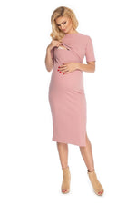 Tidløs Grace gravidkjole fra PeeKaBoo til dame fra MS StyleHaven, laget av Elastan; Bomull, farge Rosa, størrelse L/XL, med short; 3-4 ermer, perfekt til casual; dress