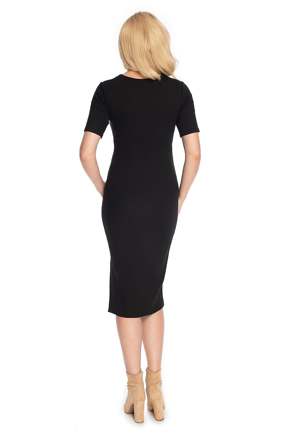 Tidløs Grace gravidkjole fra PeeKaBoo til dame fra MS StyleHaven, laget av Elastan; Bomull, farge Svart, størrelse L/XL, med short; 3-4 ermer, perfekt til casual; dress