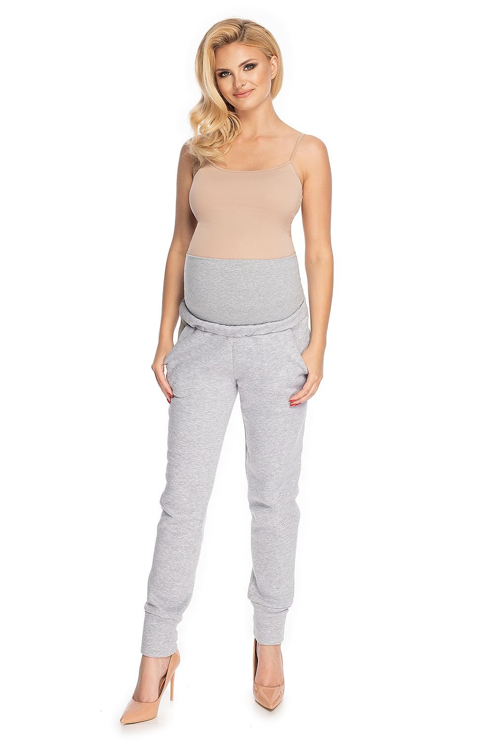 Serenity Fit Joggebukse for gravide fra PeeKaBoo til dame fra MS StyleHaven, laget av Bomull; Elastan; Viskose, farge Grå, størrelse L/XL, med cap; short ermer, perfekt til casual; dress