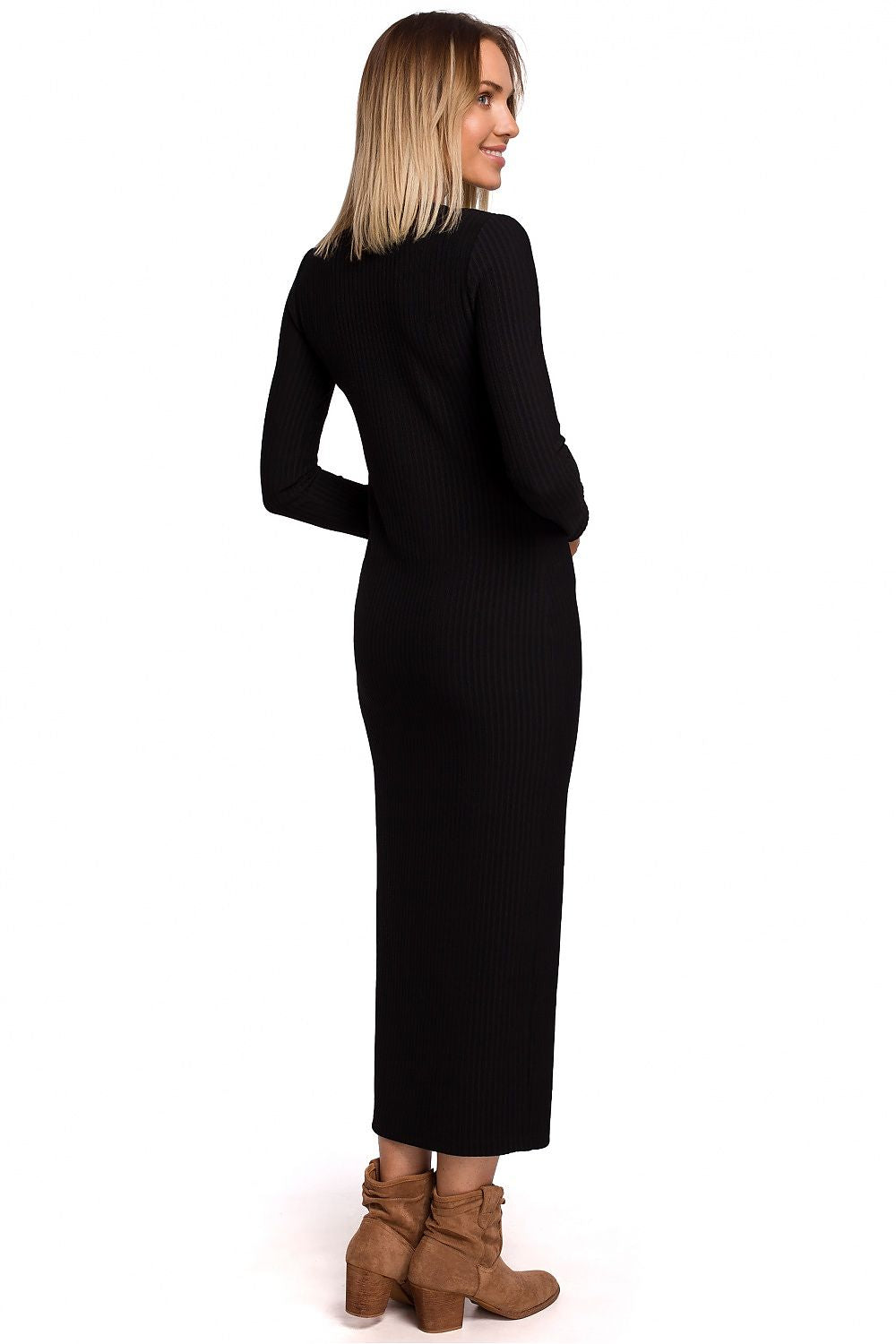 Maxi- Dagkjole - Moe til dame fra MS StyleHaven, laget av polyester, farge Svart, størrelse M, med long ermer, perfekt til casual; dress