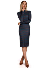 Figursydde Dagkjole Moe til dame fra MS StyleHaven, laget av polyester, farge Flerfarget, størrelse s, med long ermer, midi; knee lengde, kjolestil sheath; a-line, perfekt til casual; dress