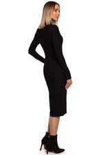 Elastisk Dagkjole Moe til dame fra MS StyleHaven, laget av polyester, farge Svart, størrelse M, med long ermer, perfekt til casual; dress