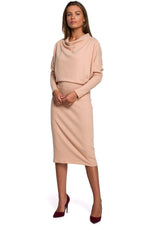 Dagkjole Stylove til dame fra MS StyleHaven, laget av Bomull; Elastan-1, farge Brun, størrelse 2XL/3XL, med sleeveless ermer, perfekt til dress
