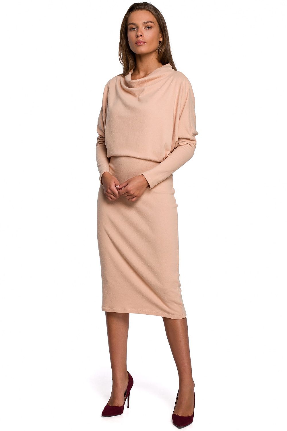 Dagkjole Stylove til dame fra MS StyleHaven, laget av Bomull; Elastan-1, farge Brun, størrelse 2XL/3XL, med sleeveless ermer, perfekt til dress