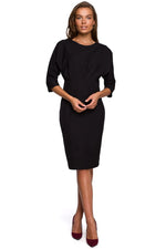 Dagkjole Stylove til dame fra MS StyleHaven, laget av polyester; Elastan-1, farge Marineblå, størrelse M, med lang ermer, perfekt til dress