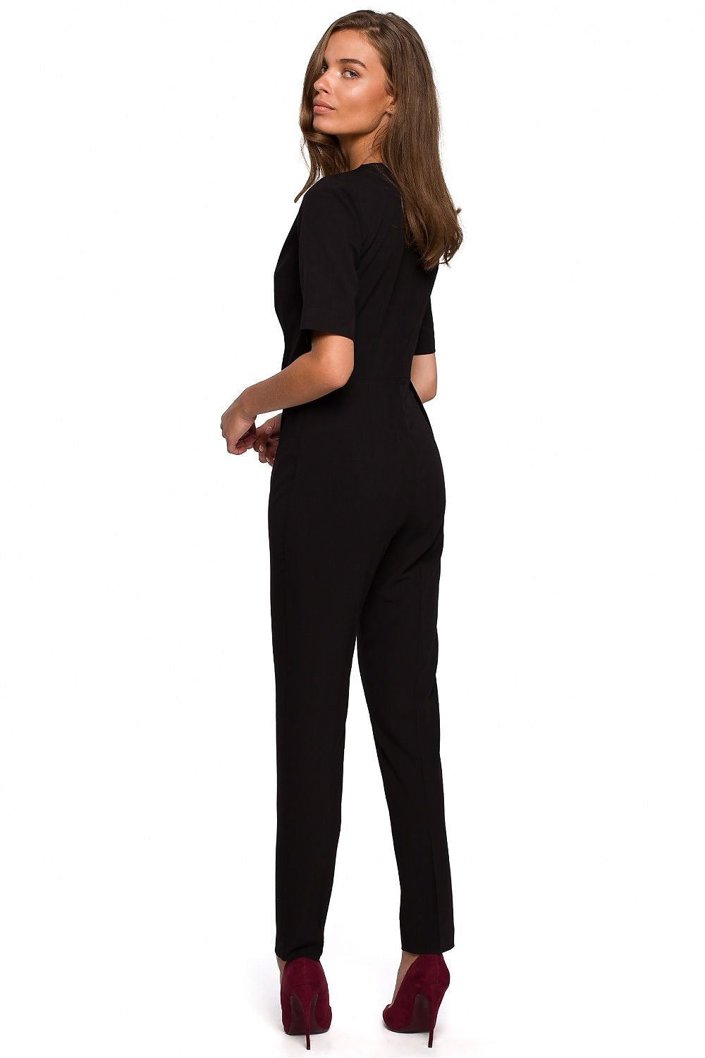 Jumpsuit Stylove til dame fra MS StyleHaven, laget av polyester; Viskose; Elastan, farge Svart, størrelse M, med short; cap ermer, perfekt til dress