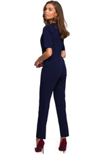 Jumpsuit Stylove til dame fra MS StyleHaven, laget av polyester; Viskose; Elastan, farge Svart, størrelse XL, med short; cap ermer, perfekt til dress