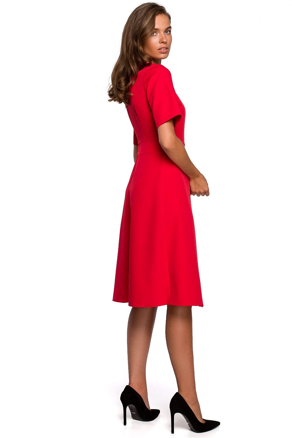 Dagkjole Stylove til dame fra MS StyleHaven, laget av polyester, farge Rød, størrelse M, med short ermer, perfekt til dress