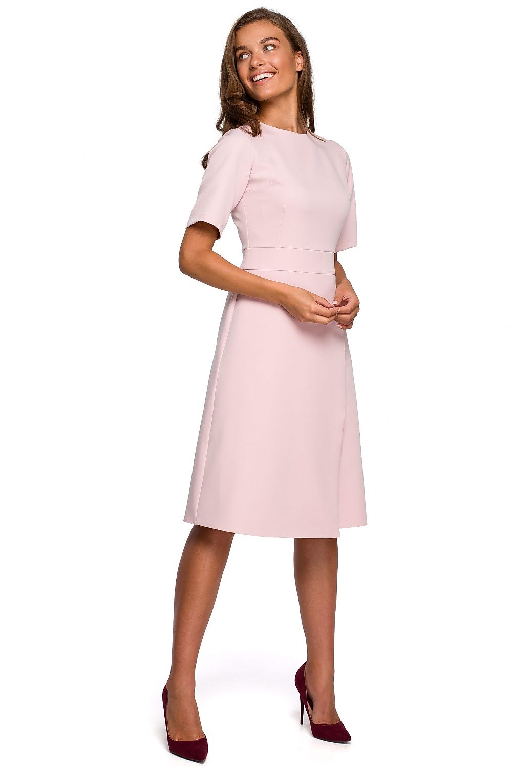 Dagkjole Stylove til dame fra MS StyleHaven, laget av polyester, farge Rød, størrelse XXL, med short ermer, perfekt til dress