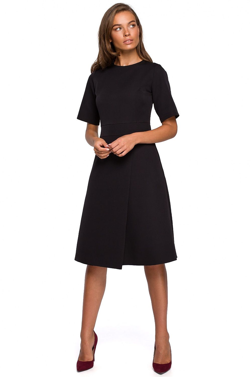 Dagkjole Stylove til dame fra MS StyleHaven, laget av polyester, farge Marineblå, størrelse M, med short ermer, perfekt til dress