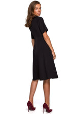 Dagkjole Stylove til dame fra MS StyleHaven, laget av polyester, farge Marineblå, størrelse L, med short ermer, perfekt til dress