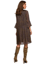 Dagkjole Stylove til dame fra MS StyleHaven, laget av polyester, farge Brun, størrelse M, med lang ermer, perfekt til dress