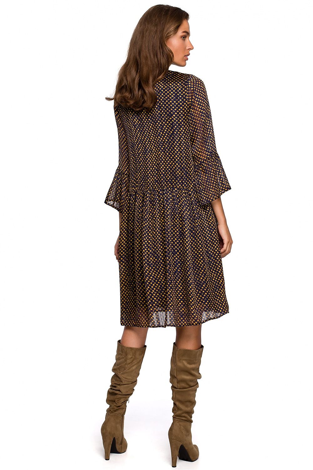 Dagkjole Stylove til dame fra MS StyleHaven, laget av polyester, farge Brun, størrelse M, med lang ermer, perfekt til dress