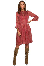 Dagkjole Stylove til dame fra MS StyleHaven, laget av polyester, farge Brun, størrelse L, med lang ermer, perfekt til dress