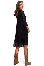 Cocktailkjole Stylove til dame fra MS StyleHaven, laget av polyester, farge Marineblå, størrelse XL, med lang ermer, perfekt til dress