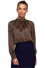 Bluse Stylove til dame fra MS StyleHaven, laget av polyester, farge Brun, størrelse s, med long ermer, perfekt til dress