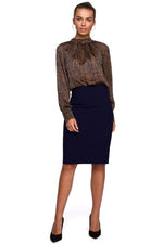 Bluse Stylove til dame fra MS StyleHaven, laget av polyester, farge Brun, størrelse M, med long ermer, perfekt til dress