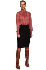 Bluse Stylove til dame fra MS StyleHaven, laget av polyester, farge Brun, størrelse XXL, med long ermer, perfekt til dress