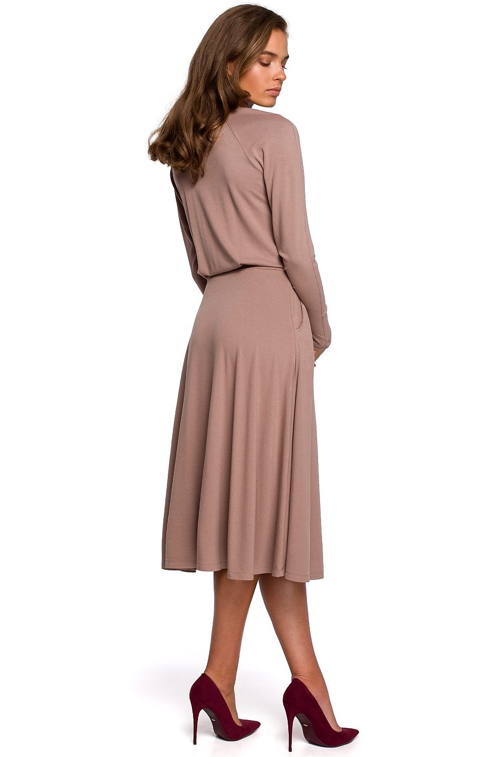 Dagkjole Stylove til dame fra MS StyleHaven, laget av Viskose, farge beige, størrelse M, med long ermer, perfekt til dress