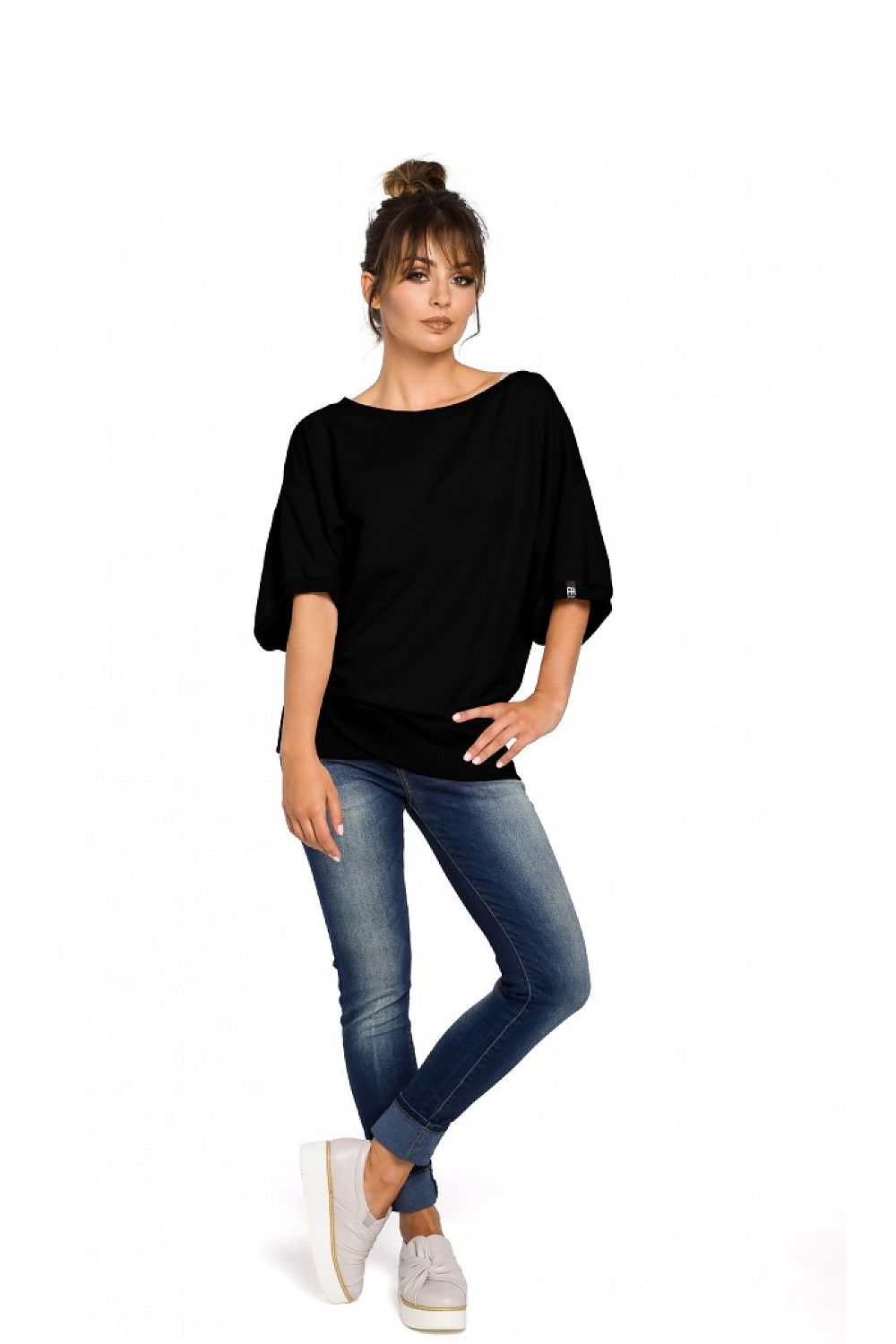 Ribbete genser i skjønnhetsstørrelse - BeWear til dame fra MS StyleHaven, laget av Bomull; polyester, farge Svart, størrelse L/XL, med long ermer, perfekt til dress