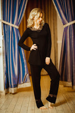 Kapas Elegant Sett – Kalimo til dame fra MS StyleHaven, laget av Elastan; Viskose, farge Marineblå, størrelse L, med long; 3-4 ermer, perfekt til casual; dress
