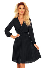 Isabella-kjole fra Numoco – Elegant plissert chiffongkjole for spesielle anledninger til dame fra MS StyleHaven, laget av polyester, farge Blå, størrelse M, med long ermer, perfekt til casual; dress