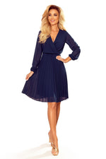 Isabella-kjole fra Numoco – Elegant plissert chiffongkjole for spesielle anledninger til dame fra MS StyleHaven, laget av polyester, farge Blå, størrelse XXL, med long ermer, perfekt til casual; dress