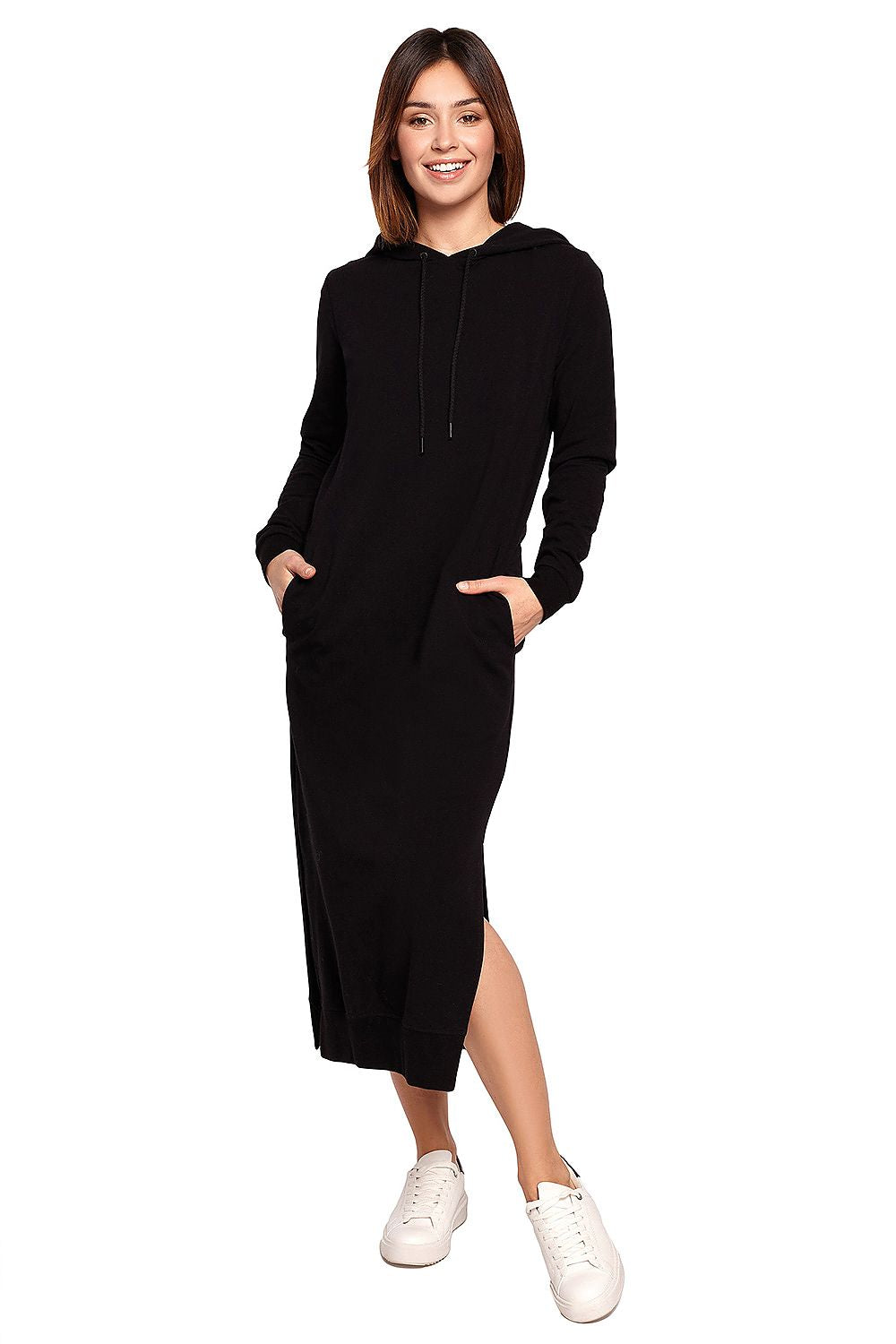 Glatt Strikk Dagskjole - BeWear til dame fra MS StyleHaven, laget av Bomull, farge Grønn, størrelse M, med long ermer, perfekt til dress