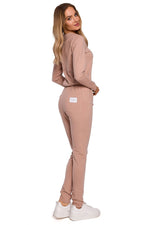 Jumpsuit - Moe til dame fra MS StyleHaven, laget av Elastan-1, farge beige, størrelse M, med long ermer, perfekt til casual; dress
