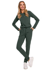 Jumpsuit - Moe til dame fra MS StyleHaven, laget av Elastan-1, farge beige, størrelse L, med long ermer, perfekt til casual; dress